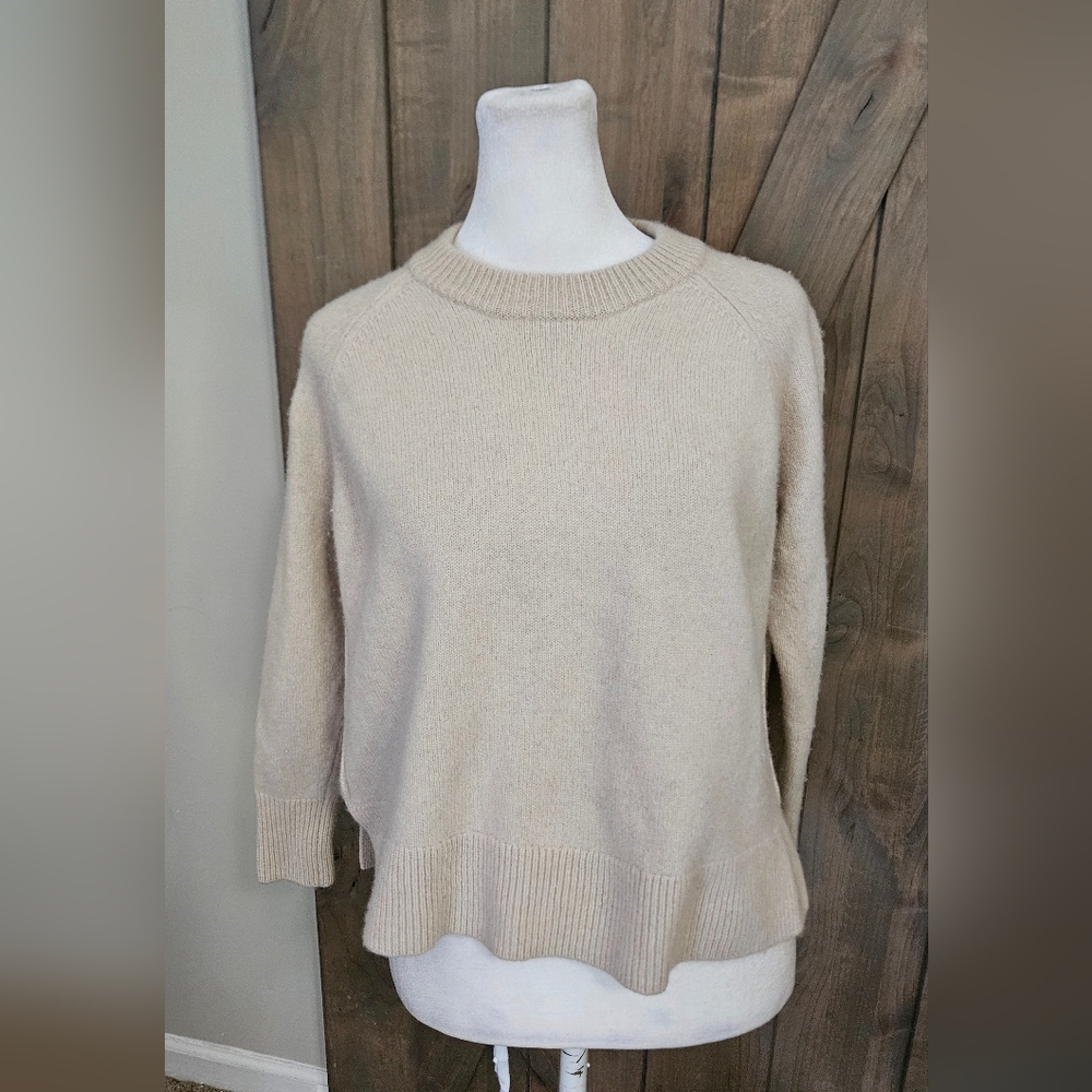 MADEWELL (Re)sourced Cashmere Crewneck Sweater In Heathered Beige. XS - Picture 9 of 15